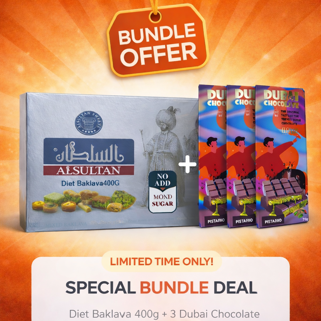 1 Diet Baklava400G + 3 Chocolates  Description  - £39.00  Bundle Deal – Save £6