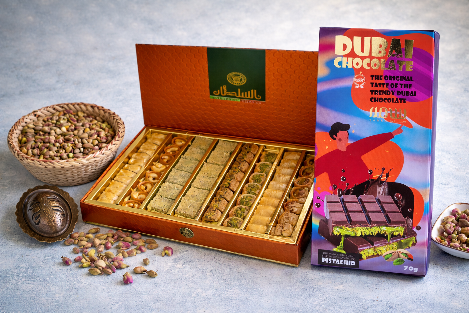 Honey Mix Baklava + 3 Dubai chocolate 70g - £28.50 Regular price £30.50